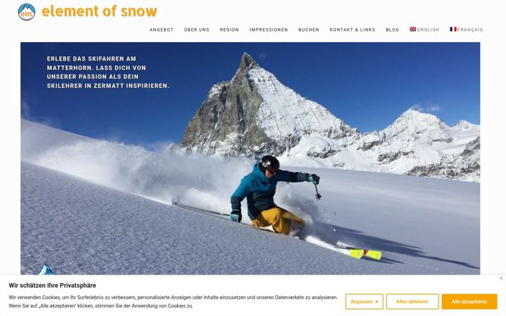 Snímek obrazovky elementofsnow.ch
