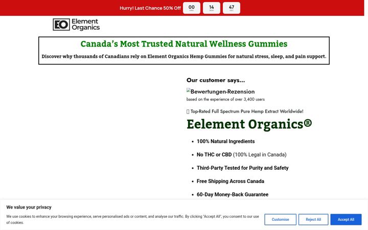 Captura de pantalla de elementorganicsgummies.ca
