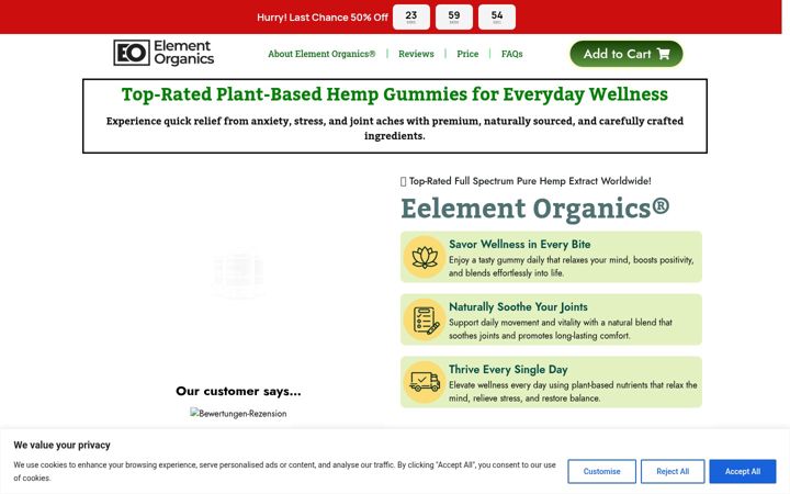 Captura de pantalla de elementorganicshemp.ca