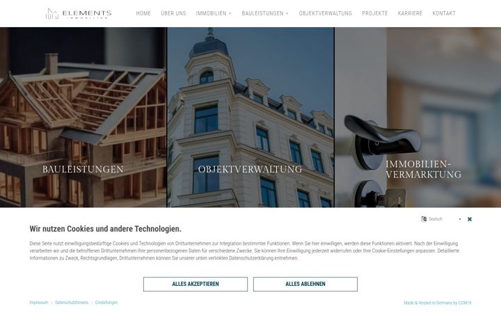 Snímek obrazovky elements-immobilien.de