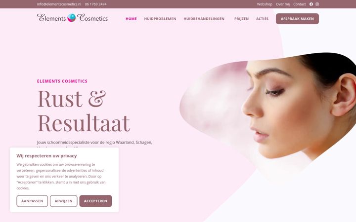 Ekrānuzņēmums no elementscosmetics.nl