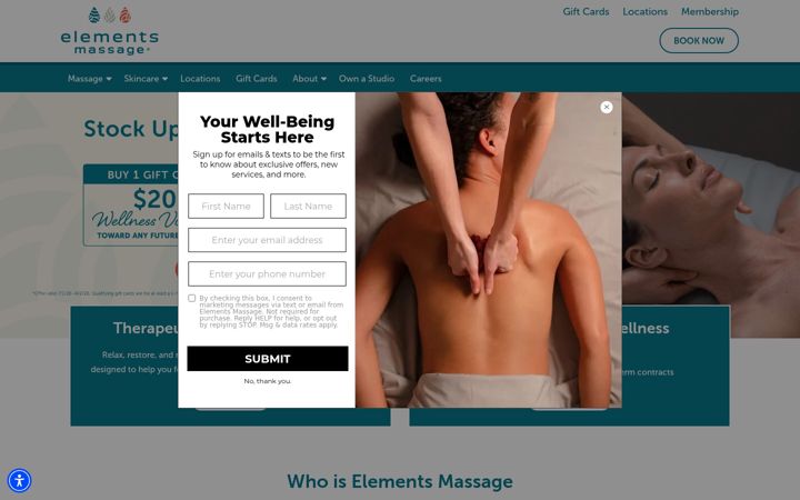 Screenshot of elementsmassage.com