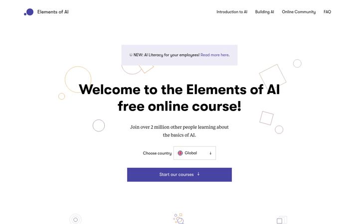 Ekraanipilt saidist elementsofai.ch
