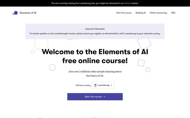 Screenshot of elementsofai.lu
