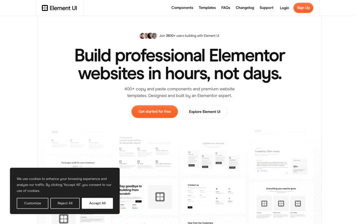 Screenshot of elementuikit.com