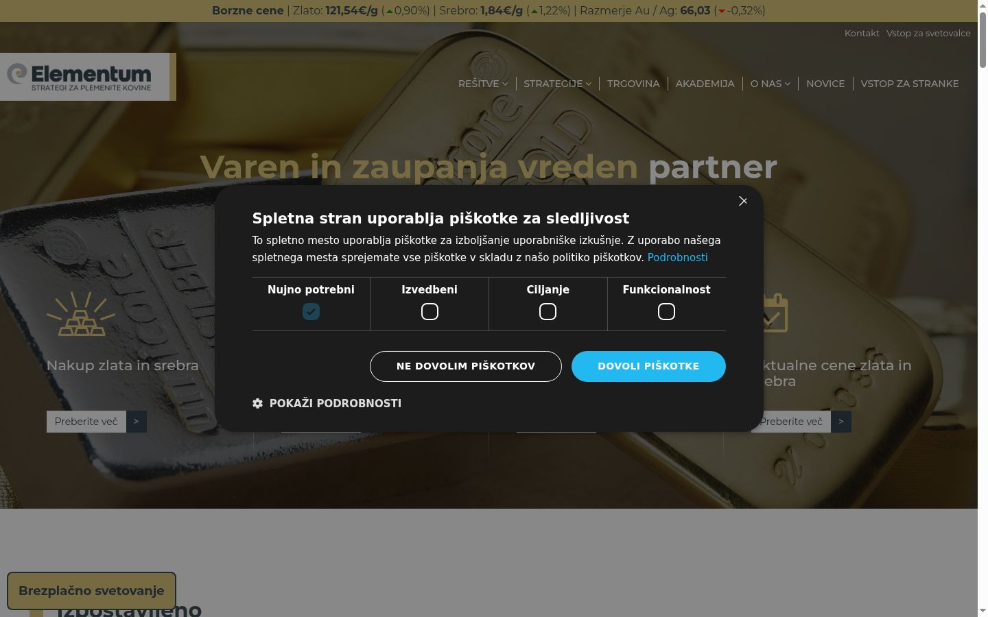 Screenshot tal-banner tal-kunsens muri qabel kwalunkwe interazzjoni