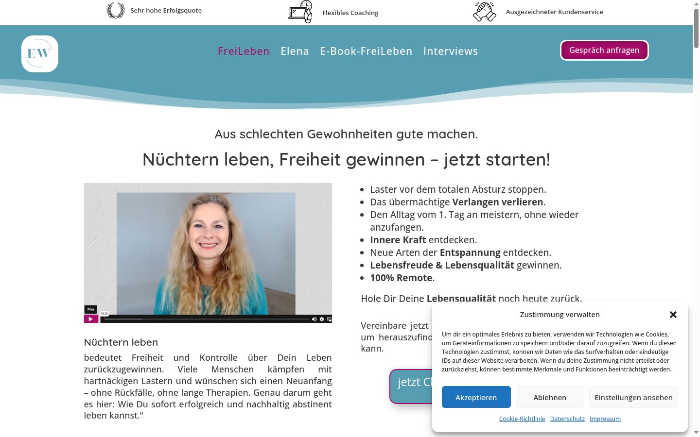 Screenshot des Einwilligungsbanners vor jeglicher Interaktion