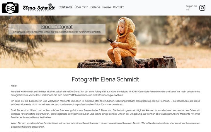 Screenshot of elenaschmidtphotography.com