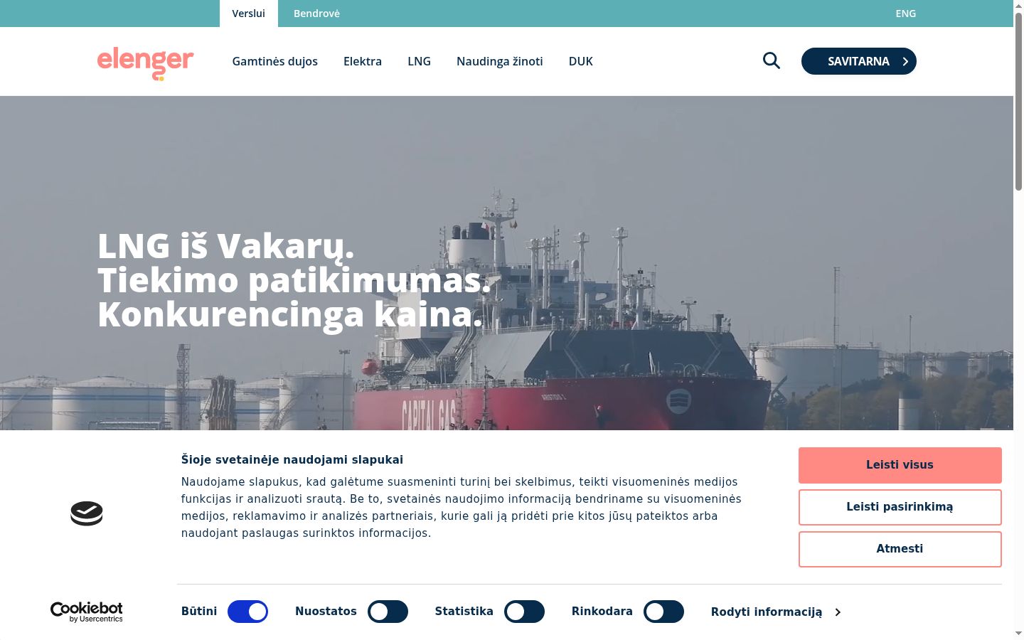 Skærmbillede af samtykkebanneret, som det blev vist før nogen interaktion