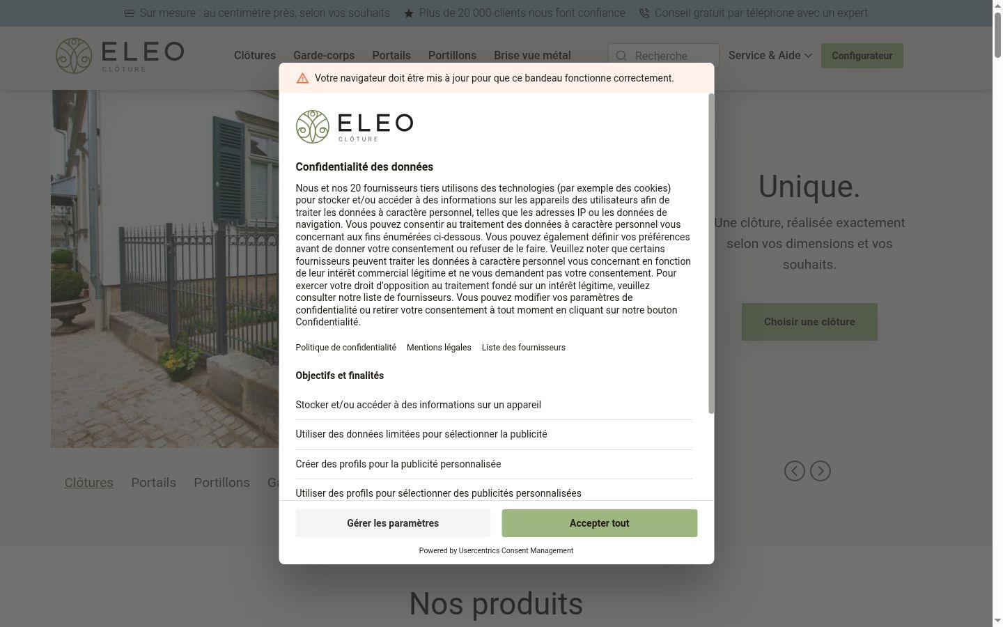 Screenshot of the consent banner shown before any interaction