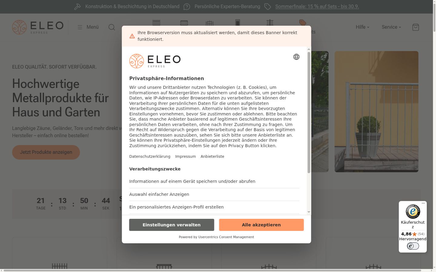 Zrzut ekranu banera zgody wyświetlanego przed jakąkolwiek interakcją