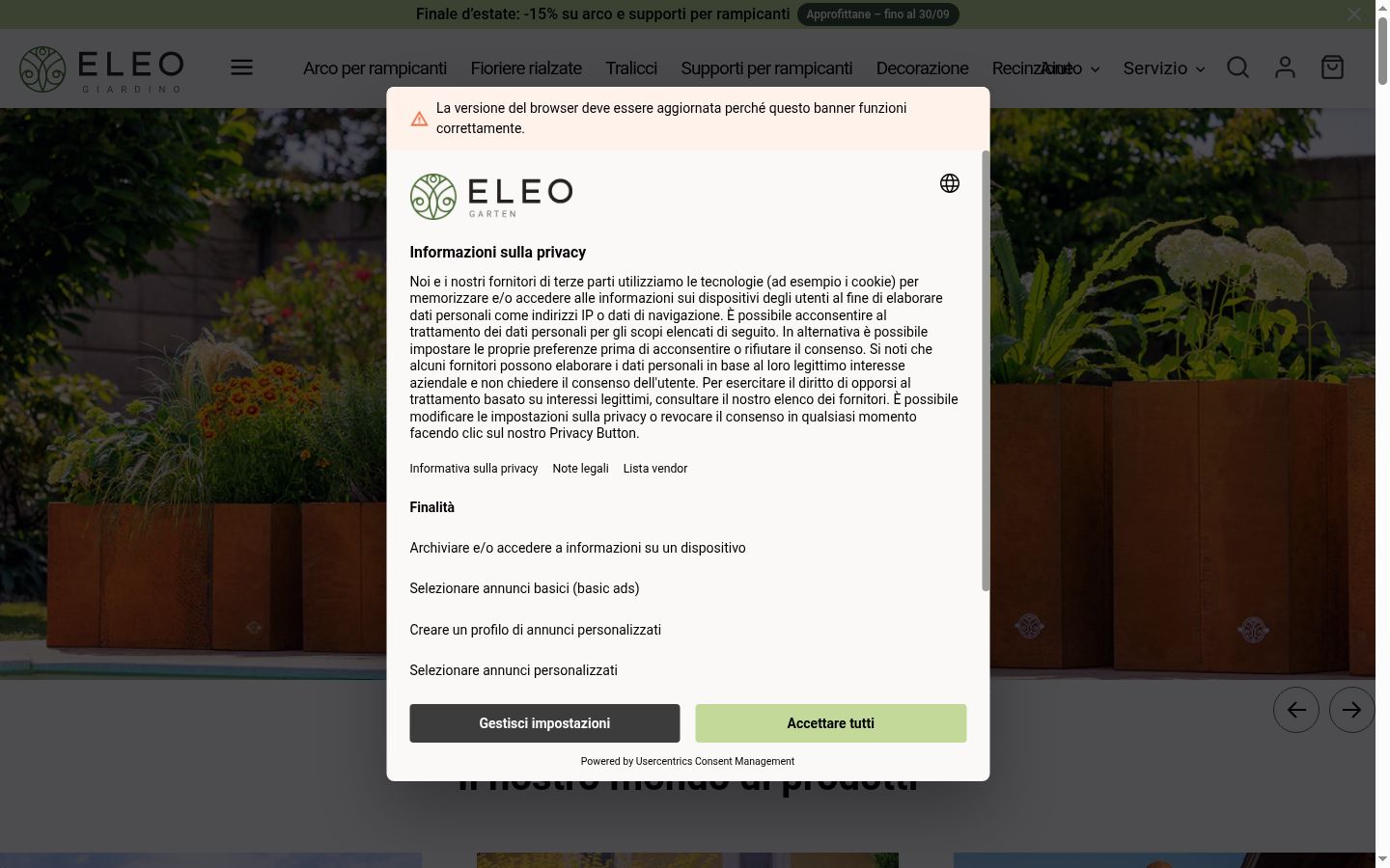 Capture d'écran de la bannière de consentement affichée avant toute interaction