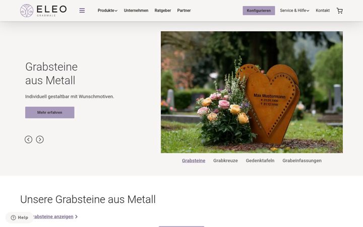 Snímek obrazovky eleo-grabmale.at
