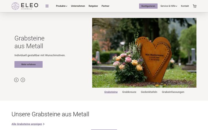 Snímek obrazovky eleo-grabmale.ch
