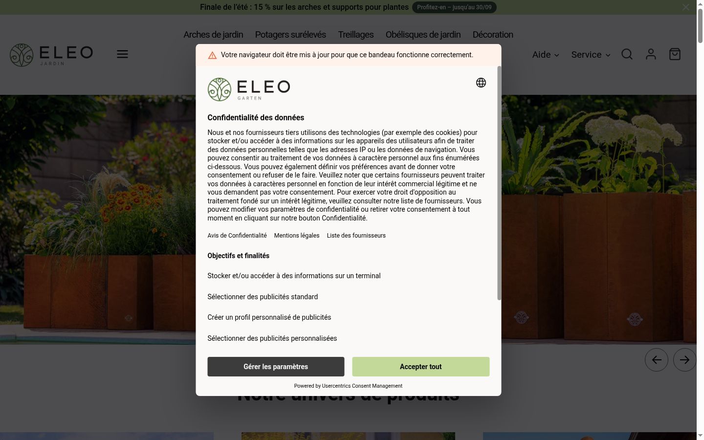 Screenshot of the consent banner shown before any interaction