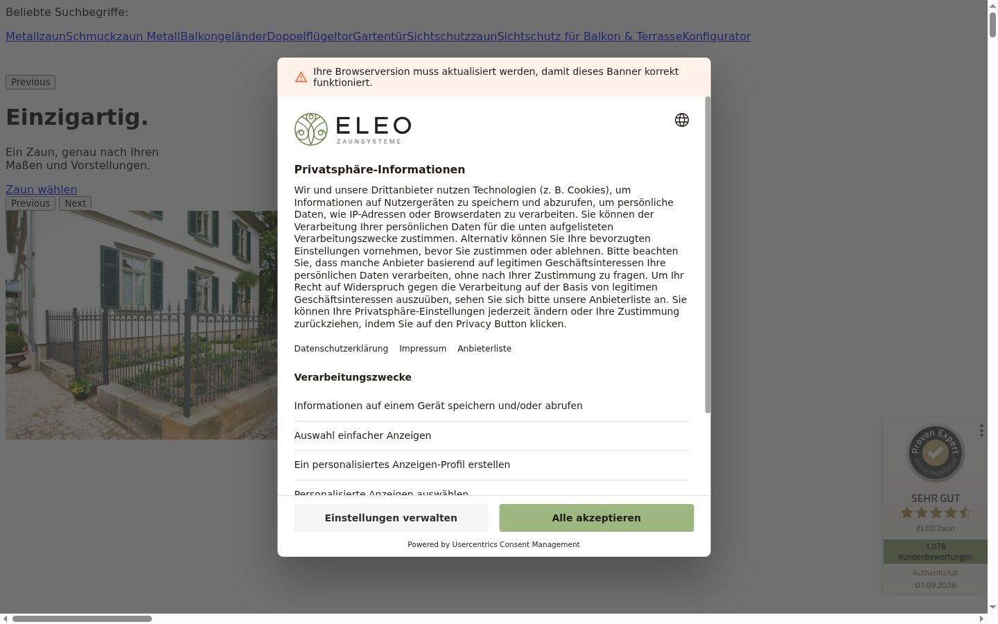Zrzut ekranu banera zgody wyświetlanego przed jakąkolwiek interakcją