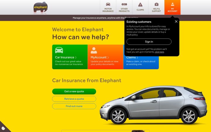 Screenshot ta' elephant.co.uk