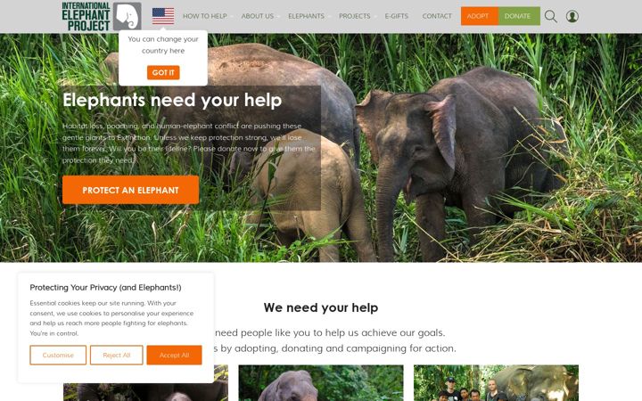 Screenshot ta' elephant.org.au
