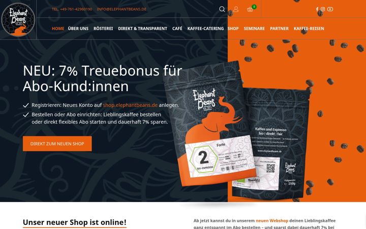 Zrzut ekranu elephantbeans.de