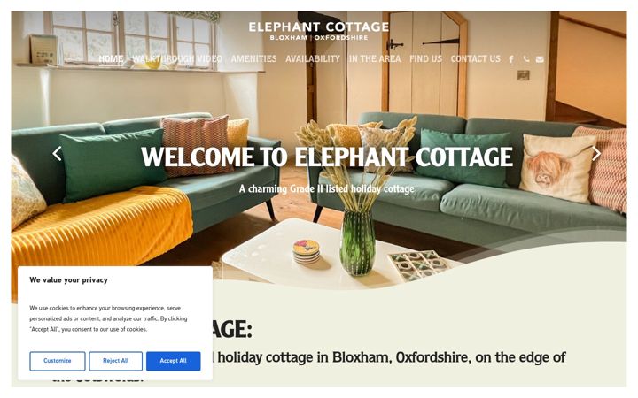 Screenshot ta' elephantcottage.co.uk