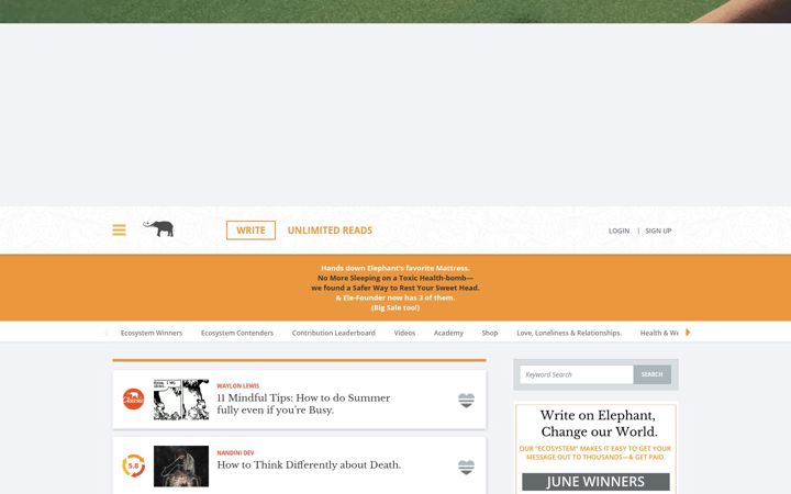 Screenshot του elephantjournal.com