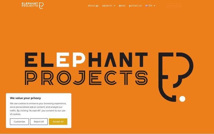 Screenshot of elephantprojects.eu