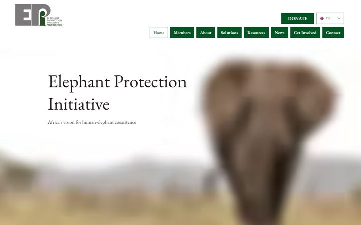 Skærmbillede af elephantprotectioninitiative.org