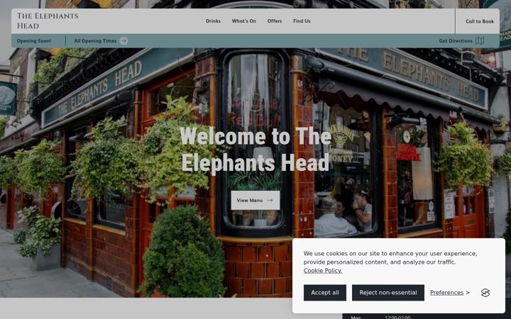Screenshot of elephantsheadcamden.com