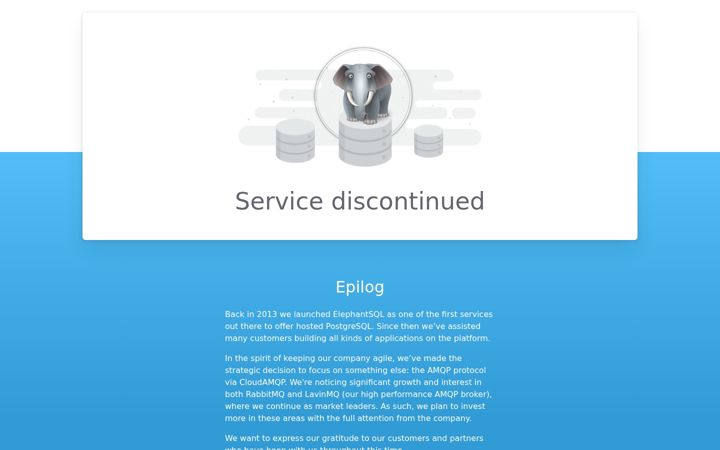 Screenshot of elephantsql.com
