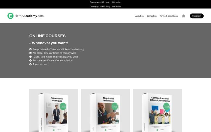 Screenshot of elernoacademy.com