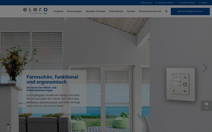 Screenshot von elero.de