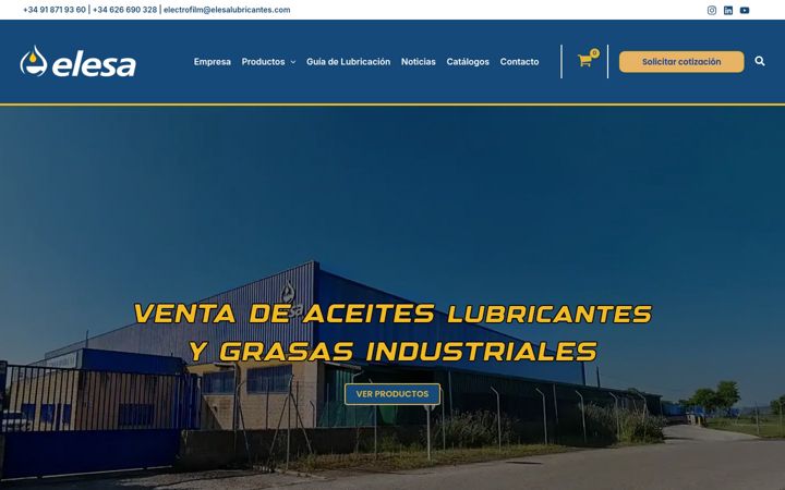 Captura de pantalla de elesalubricantes.es