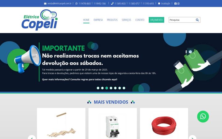 Екранна снимка на eletricacopeli.com.br