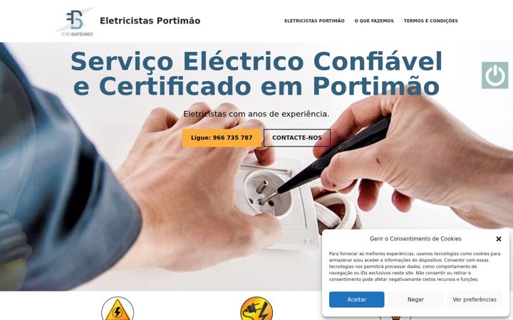 Captură de ecran a eletricistasportimao.pt