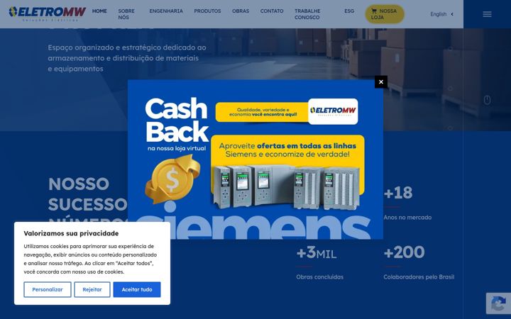 Snímek obrazovky eletromw.com.br