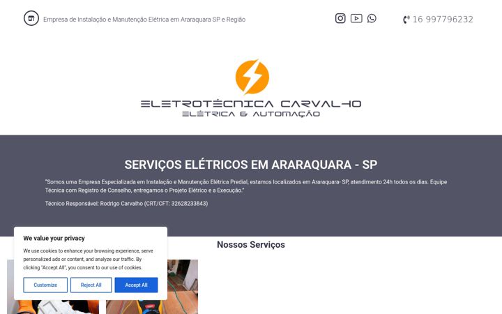 Snímek obrazovky eletrotecnicacarvalho.com.br