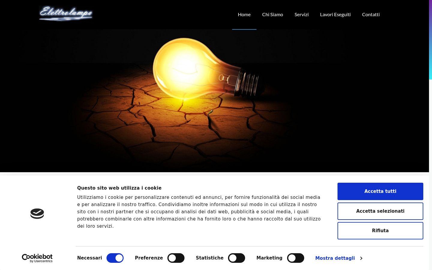 Screenshot del banner di consenso mostrato prima di qualsiasi interazione