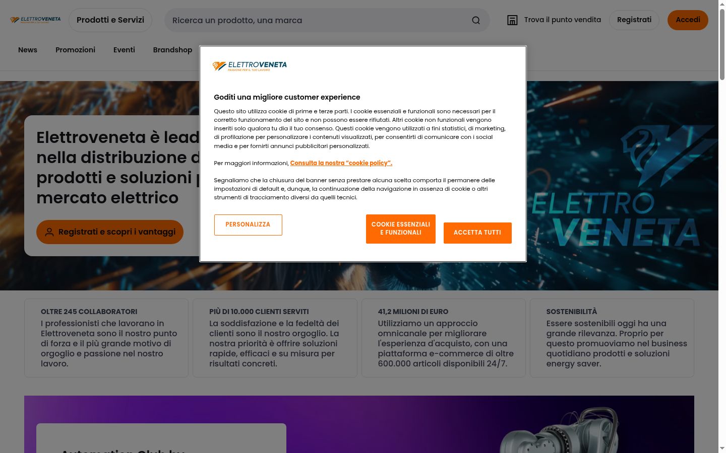 Snímka obrazovky banera súhlasu zobrazeného pred akoukoľvek interakciou