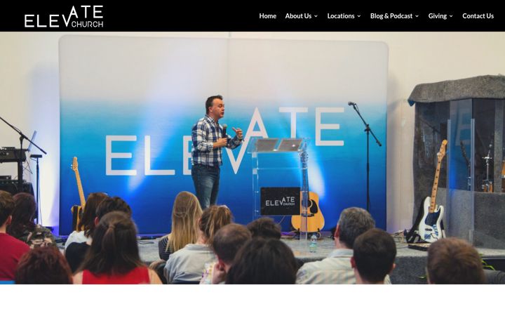 Posnetek zaslona elevate-church.co.uk