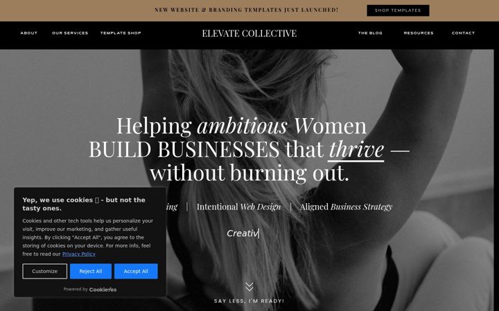 Ekrānuzņēmums no elevate-collective.co