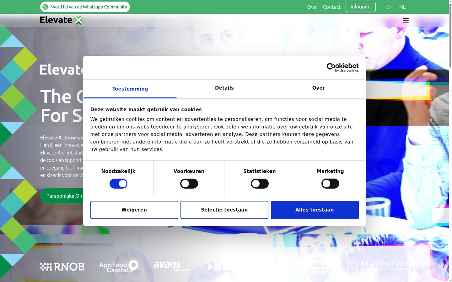 Ekrānuzņēmums ar piekrišanas baneri, kas tika rādīts pirms jebkādas mijiedarbības