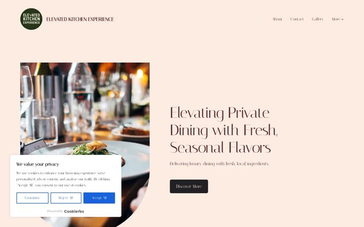 Screenshot of elevatedkitchenexperience.com