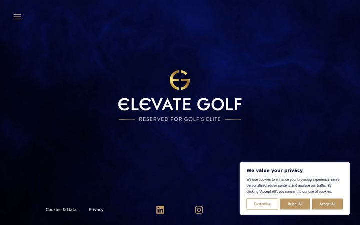 Screenshot ta' elevategolf.net
