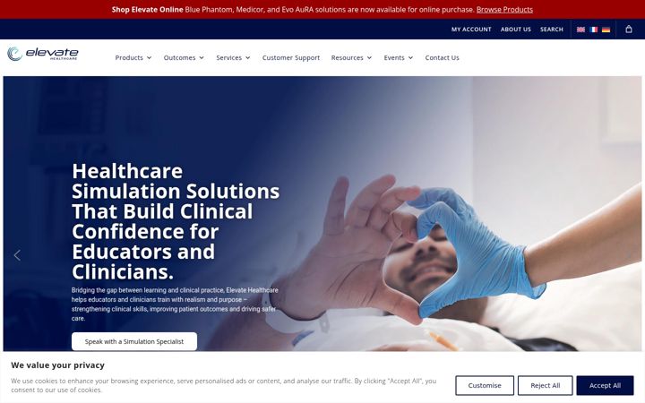 Screenshot ta' elevatehealth.net