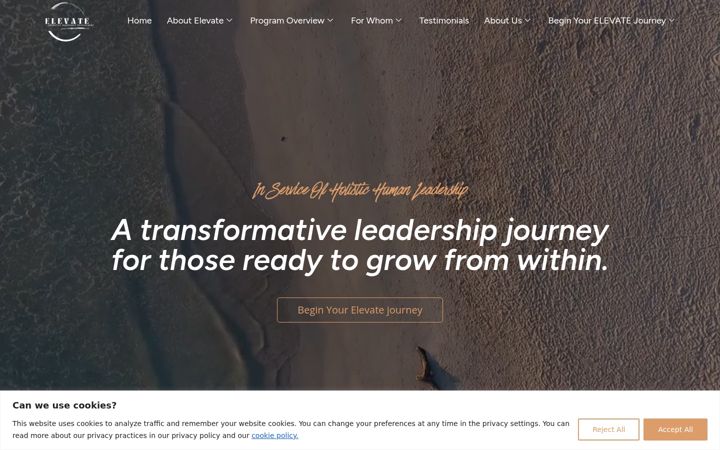 Ekraanipilt saidist elevateleadershipdevelopment.org