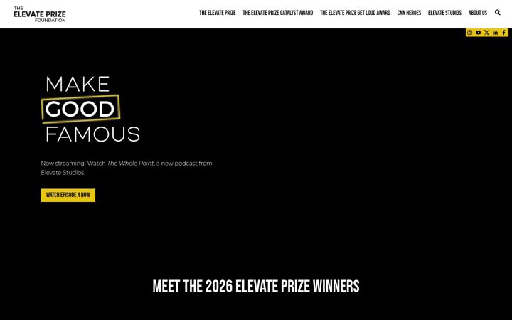 Ekraanipilt saidist elevateprize.org