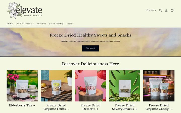Screenshot of elevatepurefoods.com