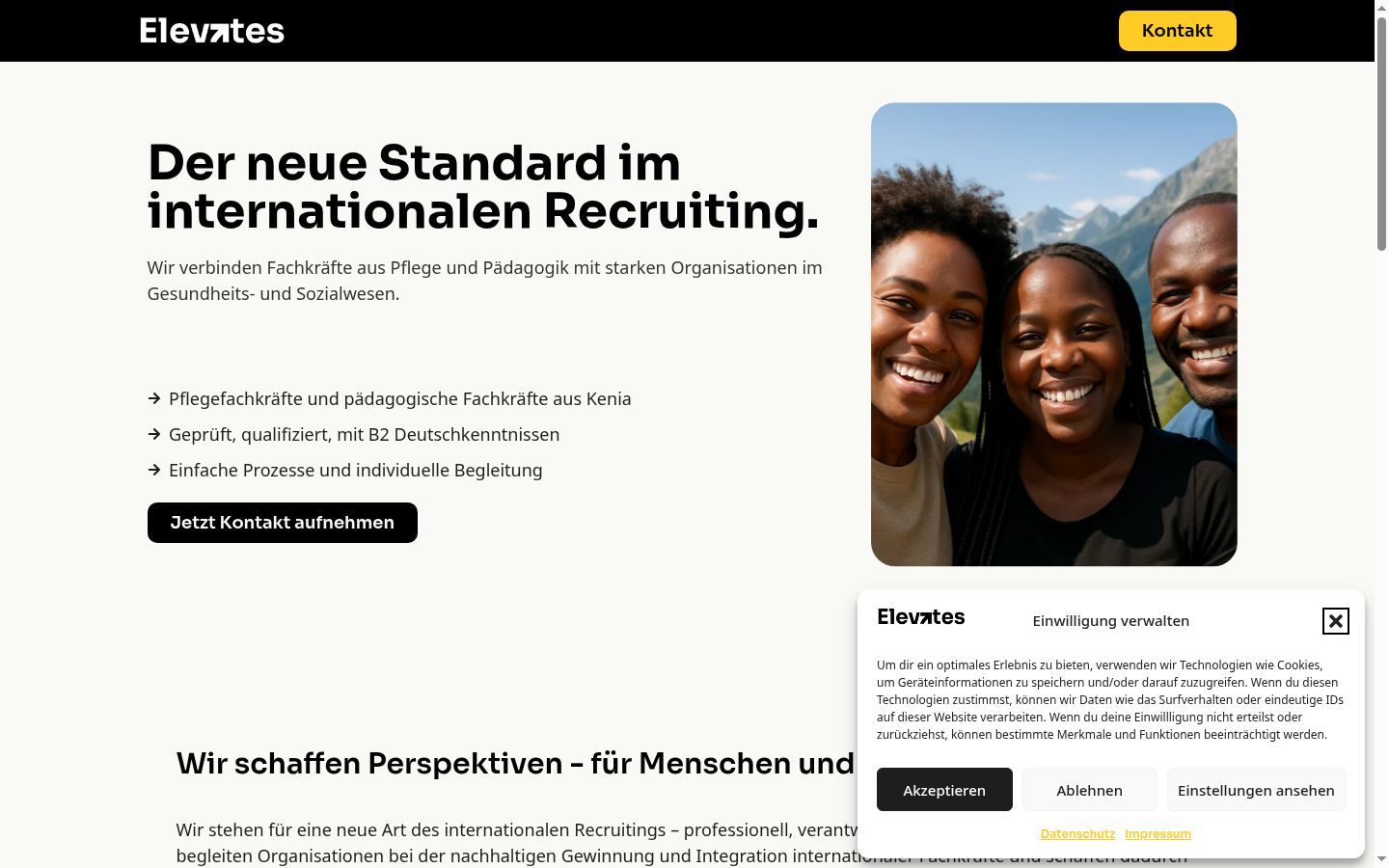 Screenshot des Einwilligungsbanners vor jeglicher Interaktion