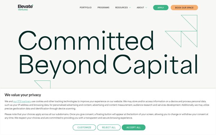 Screenshot of elevateventures.com