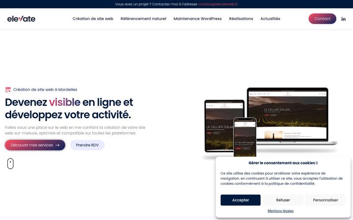 Ekrano kopija elevateweb.fr